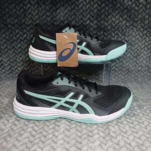 Asics Upcourt 5 Shoes Women's Size 9.5 Black Green‎ White Volleyball Sneakers
